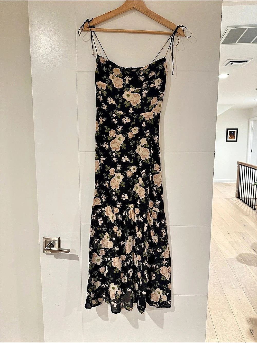 Reformation Kesia Dress Floral Midi in Black & Pink